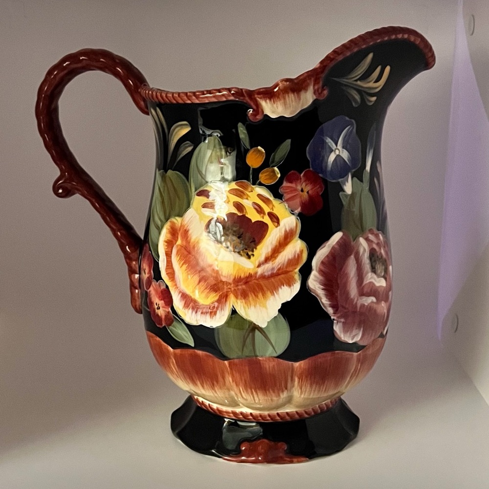 Certified International Black Tapestry 8 fl.oz Pitcher by artist Pamela Gladding